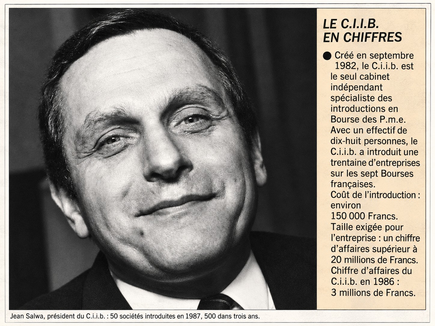 Jean Salwa, fondateur de CiiB, dans L’Express en 1986