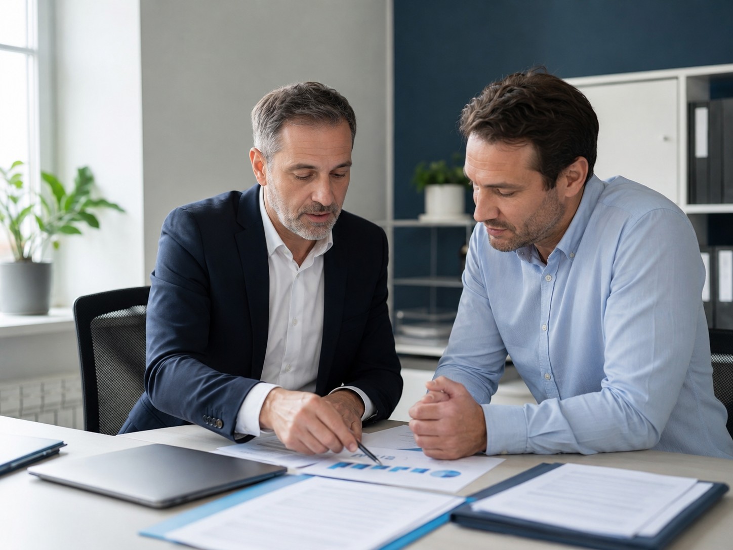 Expert-comptable échangeant avec un dirigeant de PME